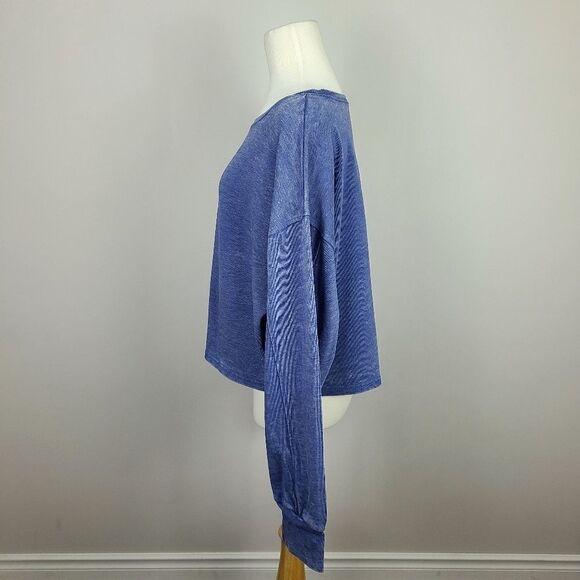 LULU'S Favorite Trend Washed Blue Cropped Pullover Sweatshirt XL - Picture 6 of 16